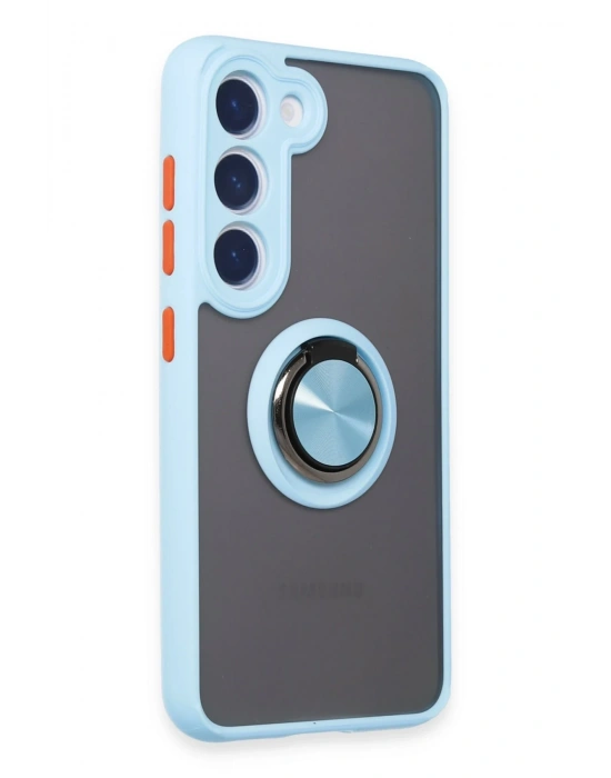 Newface Samsung Galaxy S23 Kılıf Montreal Yüzüklü Silikon Kapak - Buz Mavi