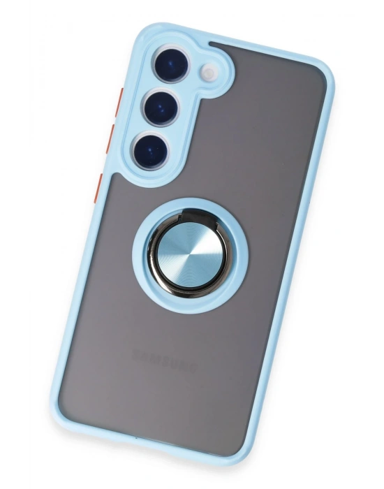 Newface Samsung Galaxy S23 Kılıf Montreal Yüzüklü Silikon Kapak - Buz Mavi