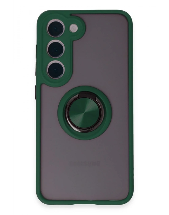 Newface Samsung Galaxy S23 Kılıf Montreal Yüzüklü Silikon Kapak - Yeşil