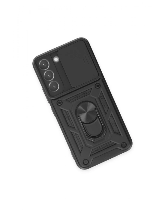 Newface Samsung Galaxy S23 Kılıf Pars Lens Yüzüklü Silikon - Siyah