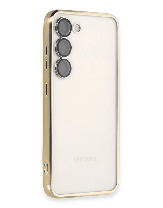 Newface Samsung Galaxy S23 Kılıf Razer Lensli Silikon - Gold
