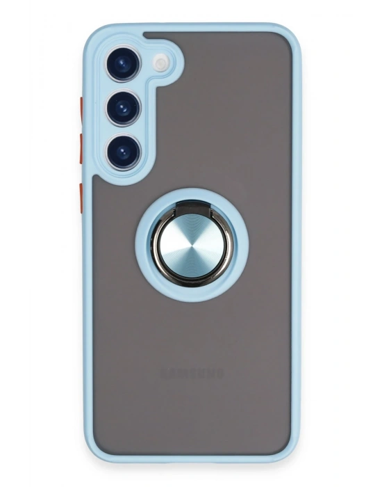 Newface Samsung Galaxy S23 Plus Kılıf Montreal Yüzüklü Silikon Kapak - Buz Mavi
