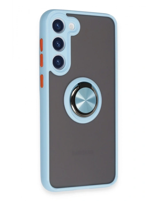 Newface Samsung Galaxy S23 Plus Kılıf Montreal Yüzüklü Silikon Kapak - Buz Mavi