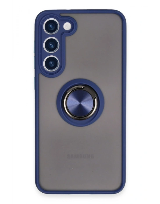Newface Samsung Galaxy S23 Plus Kılıf Montreal Yüzüklü Silikon Kapak - Lacivert