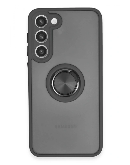 Newface Samsung Galaxy S23 Plus Kılıf Montreal Yüzüklü Silikon Kapak - Siyah