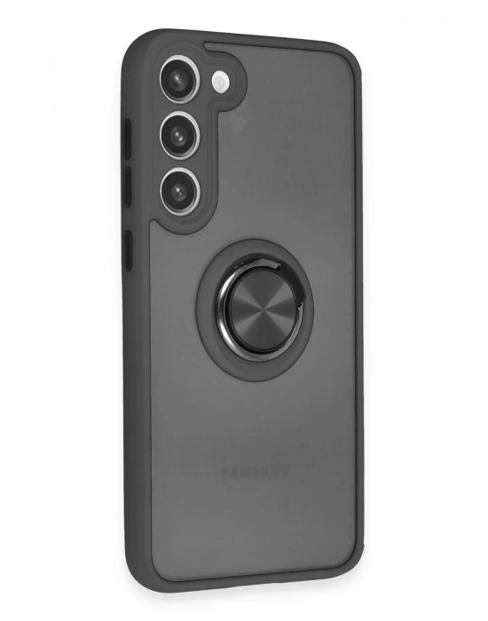 Newface Samsung Galaxy S23 Plus Kılıf Montreal Yüzüklü Silikon Kapak - Siyah