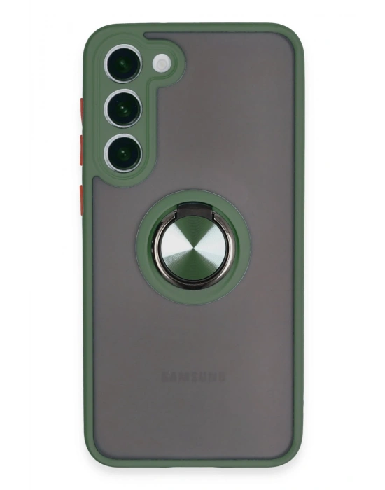 Newface Samsung Galaxy S23 Plus Kılıf Montreal Yüzüklü Silikon Kapak - Yeşil