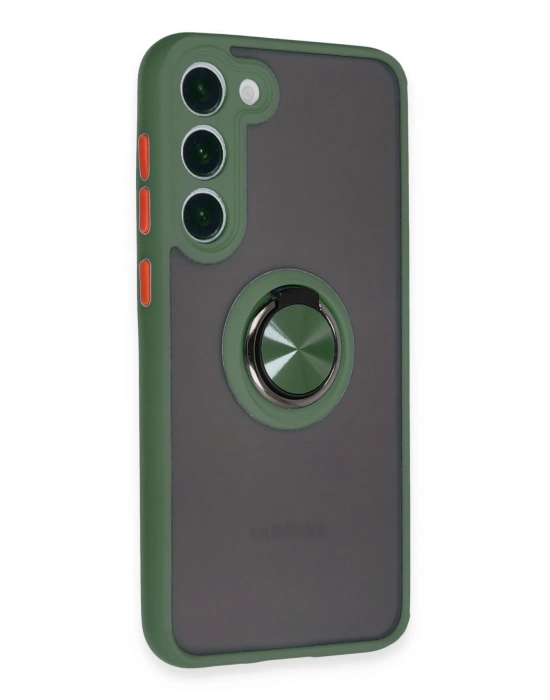 Newface Samsung Galaxy S23 Plus Kılıf Montreal Yüzüklü Silikon Kapak - Yeşil