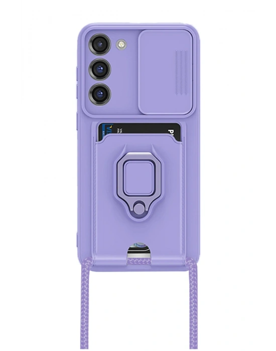 Newface Samsung Galaxy S23 Plus Kılıf Zuma Kartvizitli Yüzüklü Silikon - Lila