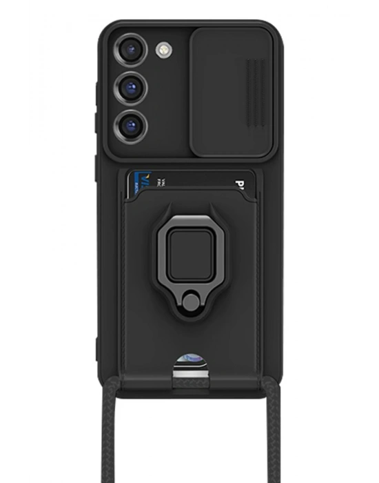 Newface Samsung Galaxy S23 Plus Kılıf Zuma Kartvizitli Yüzüklü Silikon - Siyah