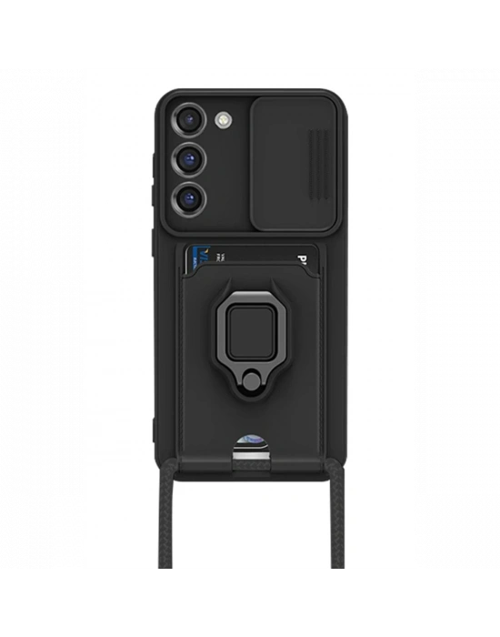 Newface Samsung Galaxy S23 Plus Kılıf Zuma Kartvizitli Yüzüklü Silikon - Siyah