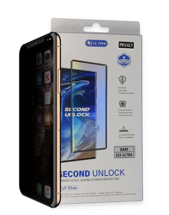 Newface Samsung Galaxy S23 Ultra Durable Full Glue Curved Hayalet Cam