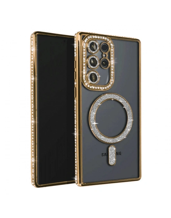 Newface Samsung Galaxy S23 Ultra Joke Simli Magneticsafe Kılıf - Gold