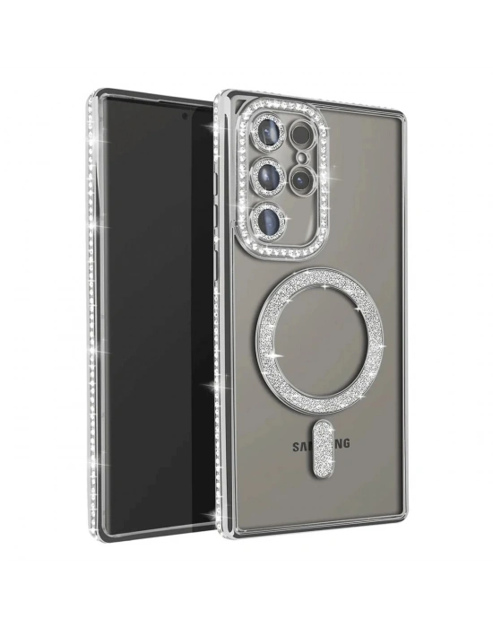 Newface Samsung Galaxy S23 Ultra Joke Simli Magneticsafe Kılıf - Gümüş