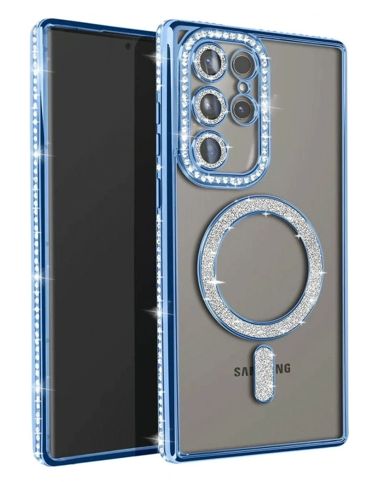 Newface Samsung Galaxy S23 Ultra Joke Simli Magneticsafe Kılıf - Mavi