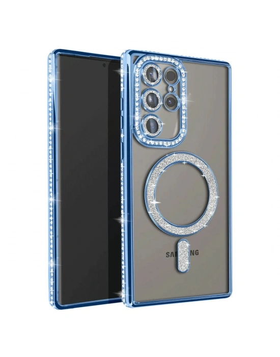 Newface Samsung Galaxy S23 Ultra Joke Simli Magneticsafe Kılıf - Mavi