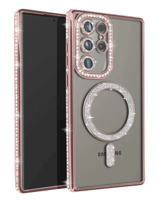 Newface Samsung Galaxy S23 Ultra Joke Simli Magneticsafe Kılıf - Pembe