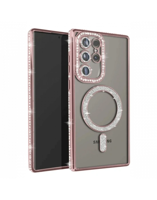 Newface Samsung Galaxy S23 Ultra Joke Simli Magneticsafe Kılıf - Pembe