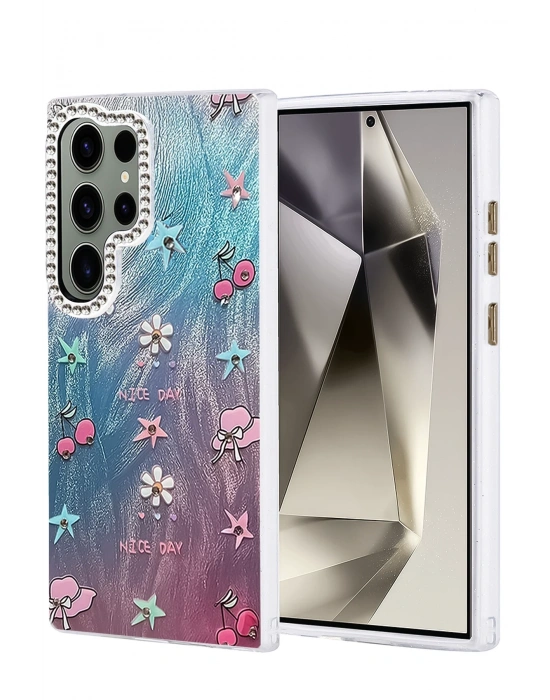 Newface Samsung Galaxy S23 Ultra Kılıf Blade Aynalı Desenli Kapak - Desen 4