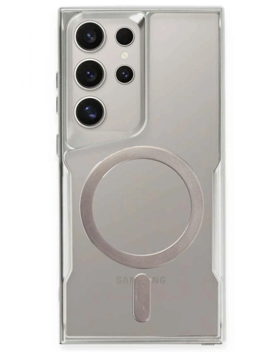 Newface Samsung Galaxy S23 Ultra Kılıf Boyi Magsafe Silikon Kapak - Gümüş