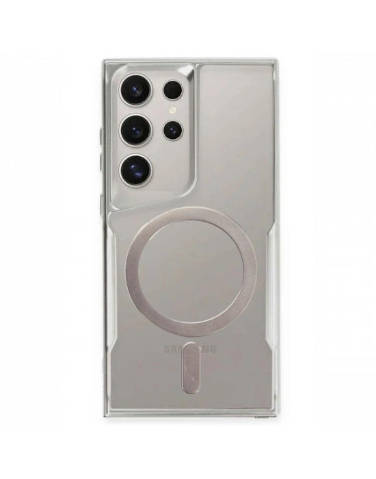 Newface Samsung Galaxy S23 Ultra Kılıf Boyi Magsafe Silikon Kapak - Gümüş