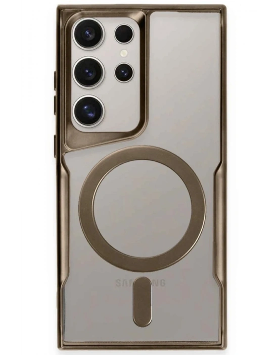 Newface Samsung Galaxy S23 Ultra Kılıf Boyi Magsafe Silikon Kapak - Kahverengi