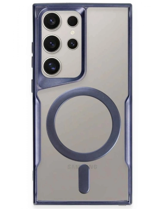 Newface Samsung Galaxy S23 Ultra Kılıf Boyi Magsafe Silikon Kapak - Lacivert