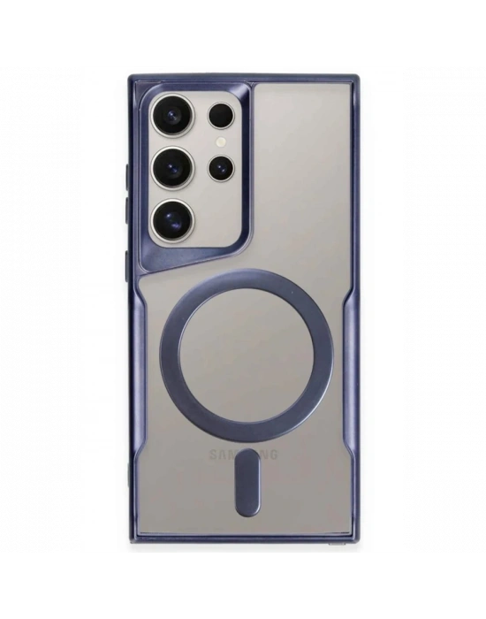 Newface Samsung Galaxy S23 Ultra Kılıf Boyi Magsafe Silikon Kapak - Lacivert