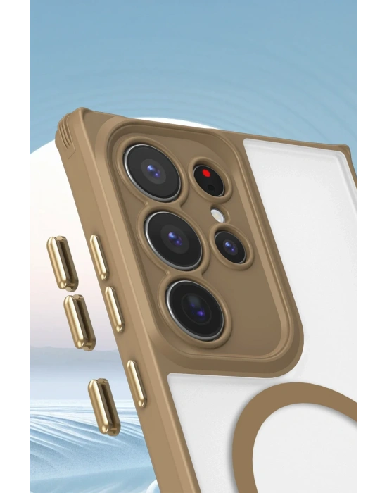 Newface Samsung Galaxy S23 Ultra Kılıf Enka Magsafe Silikon Kılıf - Titan Gri