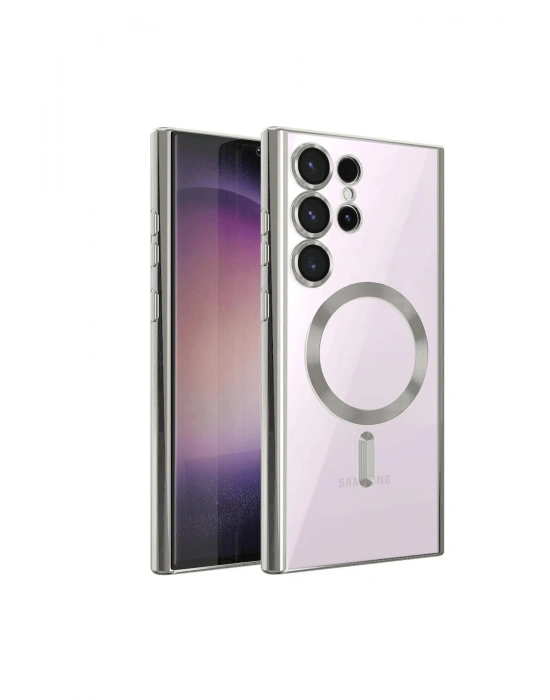 Newface Samsung Galaxy S23 Ultra Kılıf Kross Magneticsafe Kapak - Gümüş