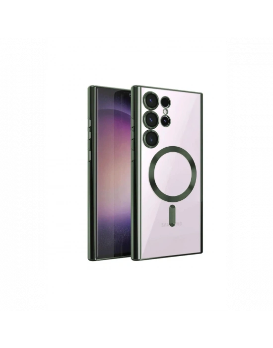 Newface Samsung Galaxy S23 Ultra Kılıf Kross Magneticsafe Kapak - Koyu Yeşil