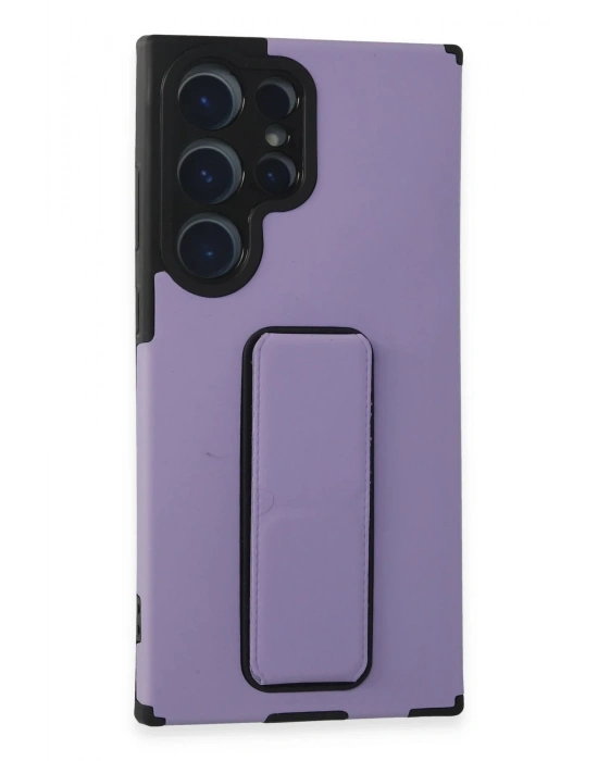 Newface Samsung Galaxy S23 Ultra Kılıf Mega Standlı Silikon - Lila