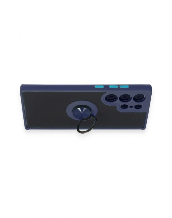 Newface Samsung Galaxy S23 Ultra Kılıf Montreal Yüzüklü Silikon Kapak - Lacivert