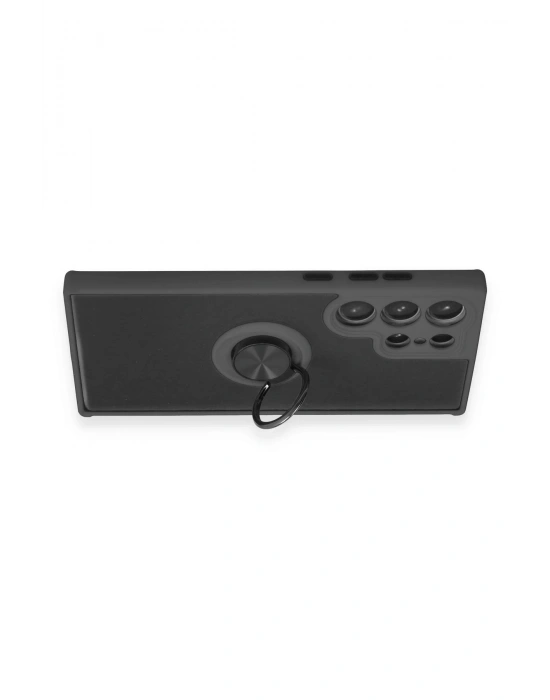 Newface Samsung Galaxy S23 Ultra Kılıf Montreal Yüzüklü Silikon Kapak - Siyah