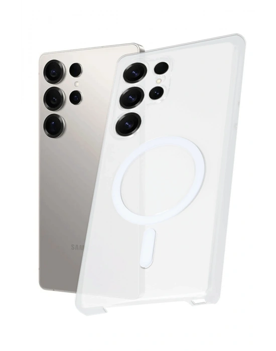 Newface Samsung Galaxy S23 Ultra Kılıf PC Zara Magsafe Şeffaf Kılıf - Şeffaf