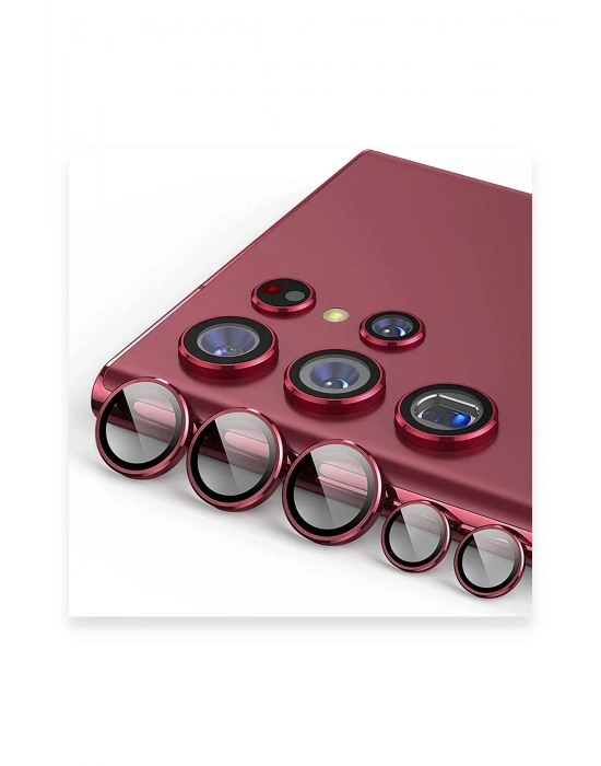 Newface Samsung Galaxy S23 Ultra Valdez Metal Kamera Lens - Kırmızı