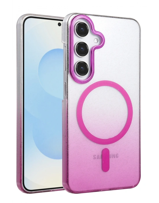 Newface Samsung Galaxy S24 FE Glossy Magsafe Kapak - Mor