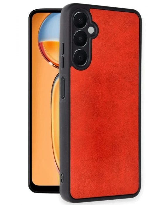 Newface Samsung Galaxy S24 FE Kılıf Aras Deri Kapak - Kırmızı