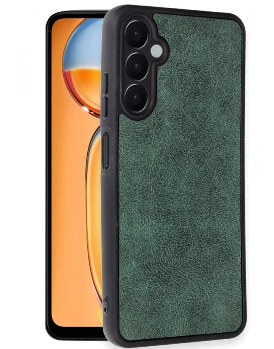 Newface Samsung Galaxy S24 FE Kılıf Aras Deri Kapak - Koyu Yeşil