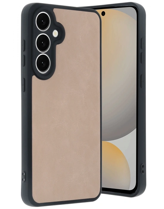 Newface Samsung Galaxy S24 FE Kılıf Aras Deri Kapak - Pudra