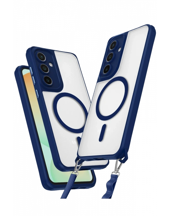 Newface Samsung Galaxy S24 FE Kılıf Enka Magsafe Silikon Kılıf - Lacivert