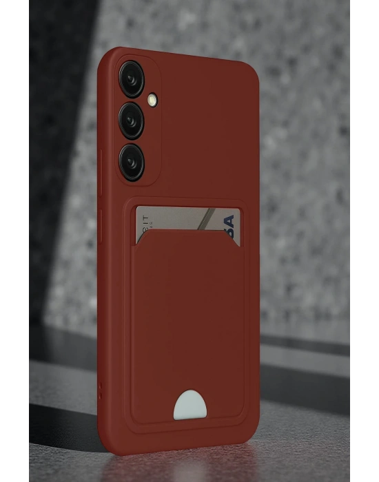 Newface Samsung Galaxy S24 FE Kılıf Kelvin Kartvizitli Silikon - Bordo