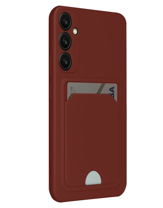 Newface Samsung Galaxy S24 FE Kılıf Kelvin Kartvizitli Silikon - Bordo