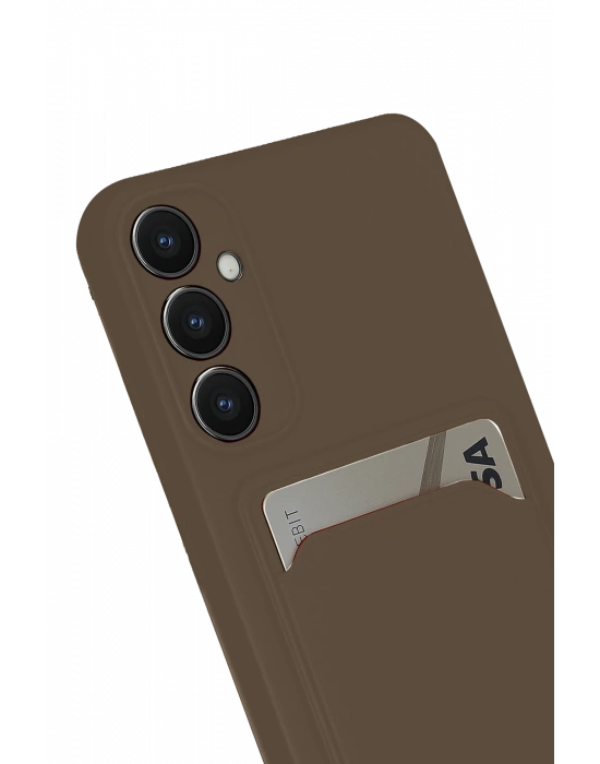 Newface Samsung Galaxy S24 FE Kılıf Kelvin Kartvizitli Silikon - Kahverengi