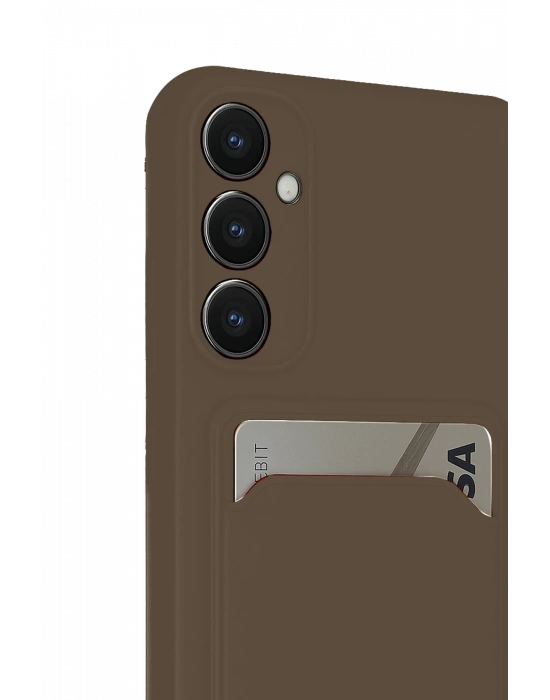 Newface Samsung Galaxy S24 FE Kılıf Kelvin Kartvizitli Silikon - Kahverengi