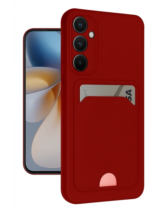 Newface Samsung Galaxy S24 FE Kılıf Kelvin Kartvizitli Silikon - Kırmızı