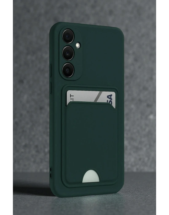 Newface Samsung Galaxy S24 FE Kılıf Kelvin Kartvizitli Silikon - Koyu Yeşil