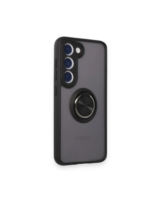 Newface Samsung Galaxy S24 FE Kılıf Montreal Yüzüklü Silikon Kapak - Siyah