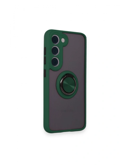 Newface Samsung Galaxy S24 FE Kılıf Montreal Yüzüklü Silikon Kapak - Yeşil
