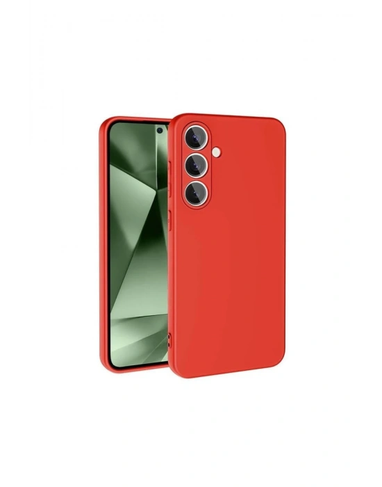 Newface Samsung Galaxy S24 FE Kılıf Nano içi Kadife Silikon - Kırmızı
